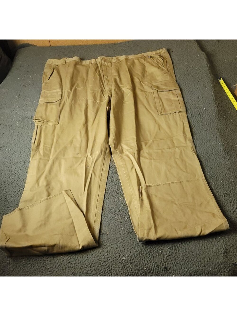 Boulder Creek Cargo Pants Mens 60 x38L Big Tall Beige Elastic Khaki Cotton LL